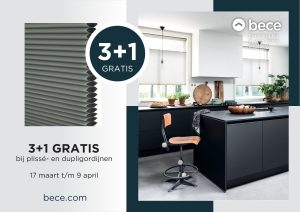Zo'n Zonwering BeCe dupli en plisségordijnen aktie 3 + 1 gratis