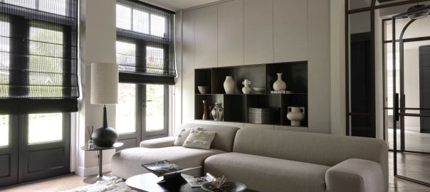 Vouwgordijn op maat geweven hout